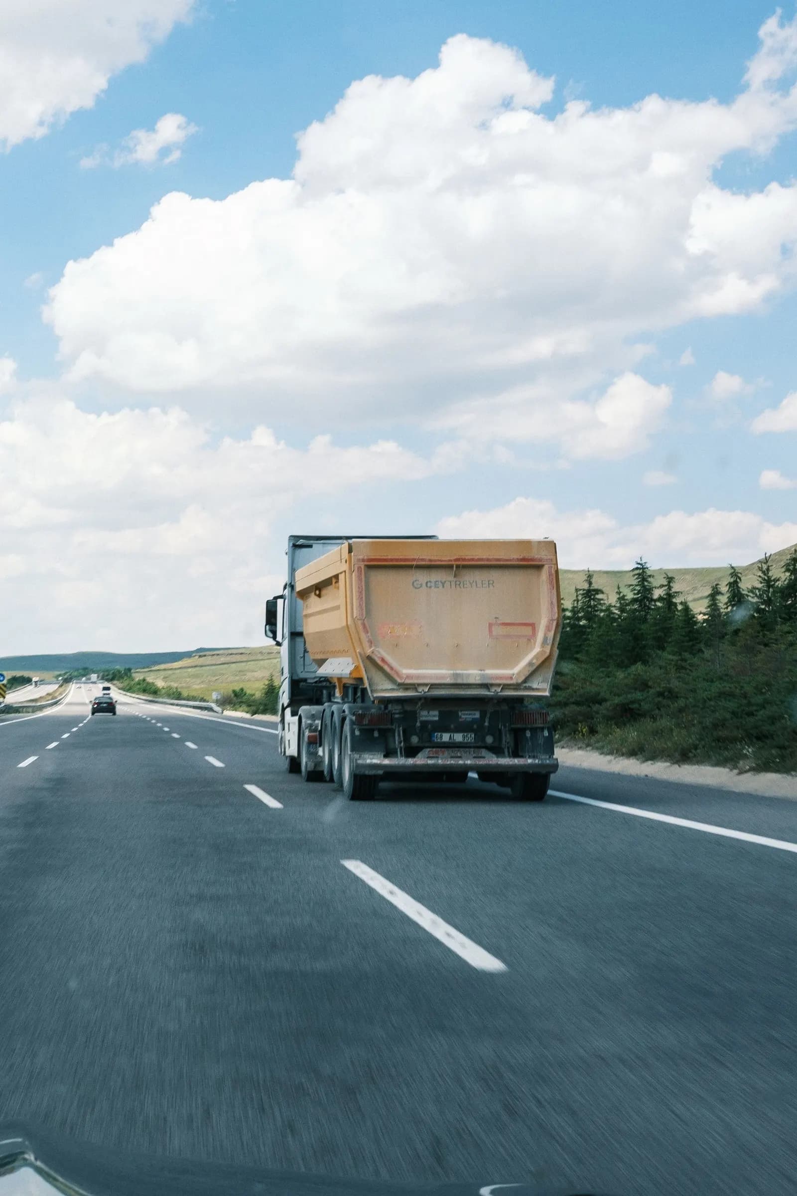 Cargo truck travelling on a highway